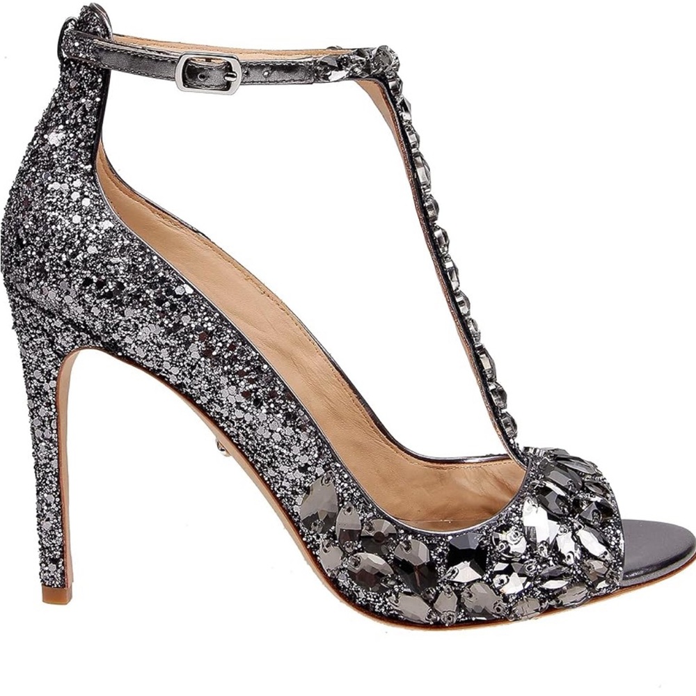 Jewel Badgley Mischka Conroy Metallic Glitter Evening Shoe 6.5 NIB - Picture 2 of 8